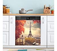 xigua Magnetic Dishwasher Stickers Autumn Eiffel Tower Kitchen Dishwasher Cover Sticker, Panel Decal Home Decor Cabinet Appliances Stickers 23in W x 26in H