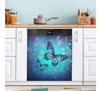 xigua Magnetic Dishwasher Stickers Blue Butterfly Kitchen Dishwasher Cover Sticker, Panel Decal Home Decor Cabinet Appliances Stickers 23in W x 26in H