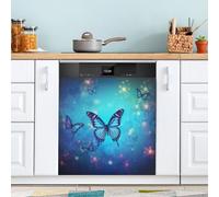 xigua Magnetic Dishwasher Stickers Blue Butterfly Kitchen Dishwasher Cover Sticker, Panel Decal Home Decor Cabinet Appliances Stickers 23in W x 26in H
