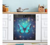 xigua Magnetic Dishwasher Stickers Blue Butterfly Kitchen Dishwasher Cover Sticker, Panel Decal Home Decor Cabinet Appliances Stickers 23in W x 26in H