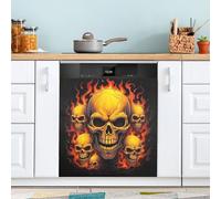 xigua Magnetic Dishwasher Stickers Burning Skull Kitchen Dishwasher Cover Sticker, Panel Decal Home Decor Cabinet Appliances Stickers 23in W x 26in H