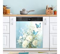 xigua Magnetic Dishwasher Stickers Butterfly in Flowers Kitchen Dishwasher Cover Sticker, Panel Decal Home Decor Cabinet Appliances Stickers 23in W x 26in H