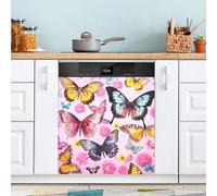 xigua Magnetic Dishwasher Stickers Butterfly Kitchen Dishwasher Cover Sticker, Panel Decal Home Decor Cabinet Appliances Stickers 23in W x 26in H