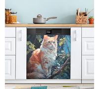 xigua Magnetic Dishwasher Stickers Cat Portrait Kitchen Dishwasher Cover Sticker, Panel Decal Home Decor Cabinet Appliances Stickers 23in W x 26in H
