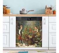 xigua Magnetic Dishwasher Stickers Child Push Sleigh Kitchen Dishwasher Cover Sticker, Panel Decal Home Decor Cabinet Appliances Stickers 23in W x 26in H