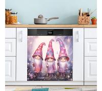 xigua Magnetic Dishwasher Stickers Christmas Gnomes Kitchen Dishwasher Cover Sticker, Panel Decal Home Decor Cabinet Appliances Stickers 23in W x 26in H