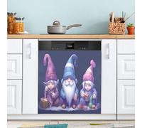 xigua Magnetic Dishwasher Stickers Christmas Gnomes Purple Kitchen Dishwasher Cover Sticker, Panel Decal Home Decor Cabinet Appliances Stickers 23in W x 26in H