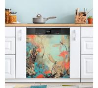 xigua Magnetic Dishwasher Stickers Colorful Flowers Kitchen Dishwasher Cover Sticker, Panel Decal Home Decor Cabinet Appliances Stickers 23in W x 26in H