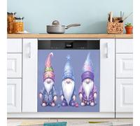xigua Magnetic Dishwasher Stickers Cute Gnomes Purple Kitchen Dishwasher Cover Sticker, Panel Decal Home Decor Cabinet Appliances Stickers 23in W x 26in H