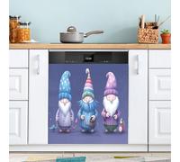 xigua Magnetic Dishwasher Stickers Cute Gnomes Purple Kitchen Dishwasher Cover Sticker, Panel Decal Home Decor Cabinet Appliances Stickers 23in W x 26in H
