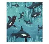 xigua Magnetic Dishwasher Stickers Cute Orca Whales Kitchen Dishwasher Cover Sticker, Panel Decal Home Decor Cabinet Appliances Stickers 23in W x 26in H