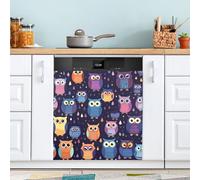 xigua Magnetic Dishwasher Stickers Cute Owls Kitchen Dishwasher Cover Sticker, Panel Decal Home Decor Cabinet Appliances Stickers 23in W x 26in H