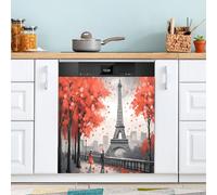 xigua Magnetic Dishwasher Stickers Eiffel Tower in Fall Kitchen Dishwasher Cover Sticker, Panel Decal Home Decor Cabinet Appliances Stickers 23in W x 26in H