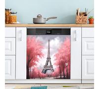xigua Magnetic Dishwasher Stickers Eiffel Tower in Fall Kitchen Dishwasher Cover Sticker, Panel Decal Home Decor Cabinet Appliances Stickers 23in W x 26in H
