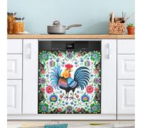 xigua Magnetic Dishwasher Stickers Floral Rooster Kitchen Dishwasher Cover Sticker, Panel Decal Home Decor Cabinet Appliances Stickers 23in W x 26in H