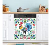 xigua Magnetic Dishwasher Stickers Floral Rooster Kitchen Dishwasher Cover Sticker, Panel Decal Home Decor Cabinet Appliances Stickers 23in W x 26in H