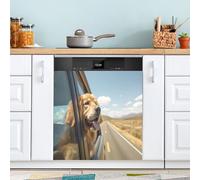 xigua Magnetic Dishwasher Stickers Golden Retriever Kitchen Dishwasher Cover Sticker, Panel Decal Home Decor Cabinet Appliances Stickers 23in W x 26in H