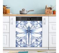 xigua Magnetic Dishwasher Stickers Indigo Dragonfly Kitchen Dishwasher Cover Sticker, Panel Decal Home Decor Cabinet Appliances Stickers 23in W x 26in H