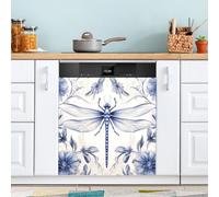 xigua Magnetic Dishwasher Stickers Indigo Dragonfly Kitchen Dishwasher Cover Sticker, Panel Decal Home Decor Cabinet Appliances Stickers 23in W x 26in H