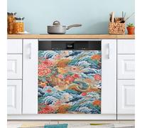 xigua Magnetic Dishwasher Stickers Japanese Floral Kitchen Dishwasher Cover Sticker, Panel Decal Home Decor Cabinet Appliances Stickers 23in W x 26in H