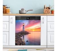 xigua Magnetic Dishwasher Stickers Lighthouse Sunrise Kitchen Dishwasher Cover Sticker, Panel Decal Home Decor Cabinet Appliances Stickers 23in W x 26in H