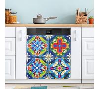 xigua Magnetic Dishwasher Stickers Mexican Tile Kitchen Dishwasher Cover Sticker, Panel Decal Home Decor Cabinet Appliances Stickers 23in W x 26in H