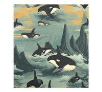 xigua Magnetic Dishwasher Stickers Orca Whales Kitchen Dishwasher Cover Sticker, Panel Decal Home Decor Cabinet Appliances Stickers 23in W x 26in H