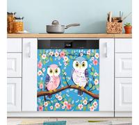 xigua Magnetic Dishwasher Stickers Owls Sitting on Branch Kitchen Dishwasher Cover Sticker, Panel Decal Home Decor Cabinet Appliances Stickers 23in W x 26in H