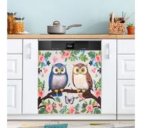 xigua Magnetic Dishwasher Stickers Owls Sitting on Branch Kitchen Dishwasher Cover Sticker, Panel Decal Home Decor Cabinet Appliances Stickers 23in W x 26in H