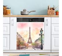xigua Magnetic Dishwasher Stickers Paris Tower Painting Kitchen Dishwasher Cover Sticker, Panel Decal Home Decor Cabinet Appliances Stickers 23in W x 26in H