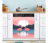 xigua Magnetic Dishwasher Stickers Pink Flamingos Kitchen Dishwasher Cover Sticker, Panel Decal Home Decor Cabinet Appliances Stickers 23in W x 26in H