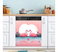 xigua Magnetic Dishwasher Stickers Pink Flamingos Kitchen Dishwasher Cover Sticker, Panel Decal Home Decor Cabinet Appliances Stickers 23in W x 26in H