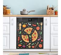 xigua Magnetic Dishwasher Stickers Pizza Pattern Kitchen Dishwasher Cover Sticker, Panel Decal Home Decor Cabinet Appliances Stickers 23in W x 26in H