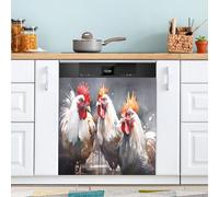 xigua Magnetic Dishwasher Stickers Rooster Painting Kitchen Dishwasher Cover Sticker, Panel Decal Home Decor Cabinet Appliances Stickers 23in W x 26in H