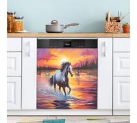 xigua Magnetic Dishwasher Stickers Running Horse Kitchen Dishwasher Cover Sticker, Panel Decal Home Decor Cabinet Appliances Stickers 23in W x 26in H