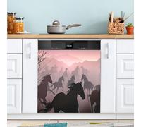 xigua Magnetic Dishwasher Stickers Running Horse Kitchen Dishwasher Cover Sticker, Panel Decal Home Decor Cabinet Appliances Stickers 23in W x 26in H