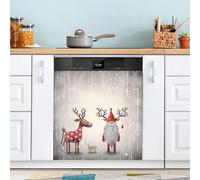 xigua Magnetic Dishwasher Stickers Santa Clause Deer Kitchen Dishwasher Cover Sticker, Panel Decal Home Decor Cabinet Appliances Stickers 23in W x 26in H