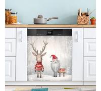 xigua Magnetic Dishwasher Stickers Santa Clause Deer Kitchen Dishwasher Cover Sticker, Panel Decal Home Decor Cabinet Appliances Stickers 23in W x 26in H
