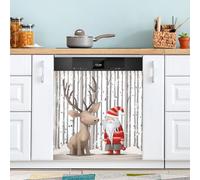 xigua Magnetic Dishwasher Stickers Santa Clause Deer Kitchen Dishwasher Cover Sticker, Panel Decal Home Decor Cabinet Appliances Stickers 23in W x 26in H