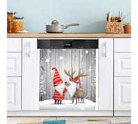 xigua Magnetic Dishwasher Stickers Santa Clause Deer Kitchen Dishwasher Cover Sticker, Panel Decal Home Decor Cabinet Appliances Stickers 23in W x 26in H