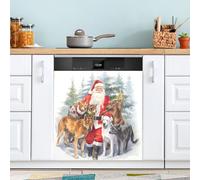 xigua Magnetic Dishwasher Stickers Santa Clause Kitchen Dishwasher Cover Sticker, Panel Decal Home Decor Cabinet Appliances Stickers 23in W x 26in H