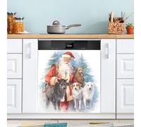xigua Magnetic Dishwasher Stickers Santa Clause Kitchen Dishwasher Cover Sticker, Panel Decal Home Decor Cabinet Appliances Stickers 23in W x 26in H