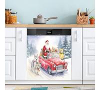 xigua Magnetic Dishwasher Stickers Santa Clause Kitchen Dishwasher Cover Sticker, Panel Decal Home Decor Cabinet Appliances Stickers 23in W x 26in H
