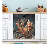 xigua Magnetic Dishwasher Stickers Santa on A Sleigh Kitchen Dishwasher Cover Sticker, Panel Decal Home Decor Cabinet Appliances Stickers 23in W x 26in H