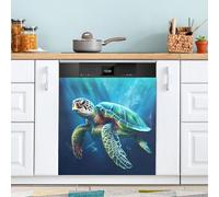 xigua Magnetic Dishwasher Stickers Sea Turtle Kitchen Dishwasher Cover Sticker, Panel Decal Home Decor Cabinet Appliances Stickers 23in W x 26in H