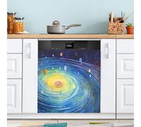xigua Magnetic Dishwasher Stickers Solar System Kitchen Dishwasher Cover Sticker, Panel Decal Home Decor Cabinet Appliances Stickers 23in W x 26in H