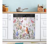 xigua Magnetic Dishwasher Stickers Vintage Bird Flowers Kitchen Dishwasher Cover Sticker, Panel Decal Home Decor Cabinet Appliances Stickers 23in W x 26in H
