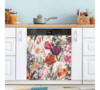 xigua Magnetic Dishwasher Stickers Vintage Floral Kitchen Dishwasher Cover Sticker, Panel Decal Home Decor Cabinet Appliances Stickers 23in W x 26in H