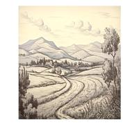 xigua Magnetic Dishwasher Stickers Vintage Hilly Field Kitchen Dishwasher Cover Sticker, Panel Decal Home Decor Cabinet Appliances Stickers 23in W x 26in H