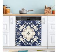 xigua Magnetic Dishwasher Stickers Vintage Ornamental Floral Kitchen Dishwasher Cover Sticker, Panel Decal Home Decor Cabinet Appliances Stickers 23in W x 26in H